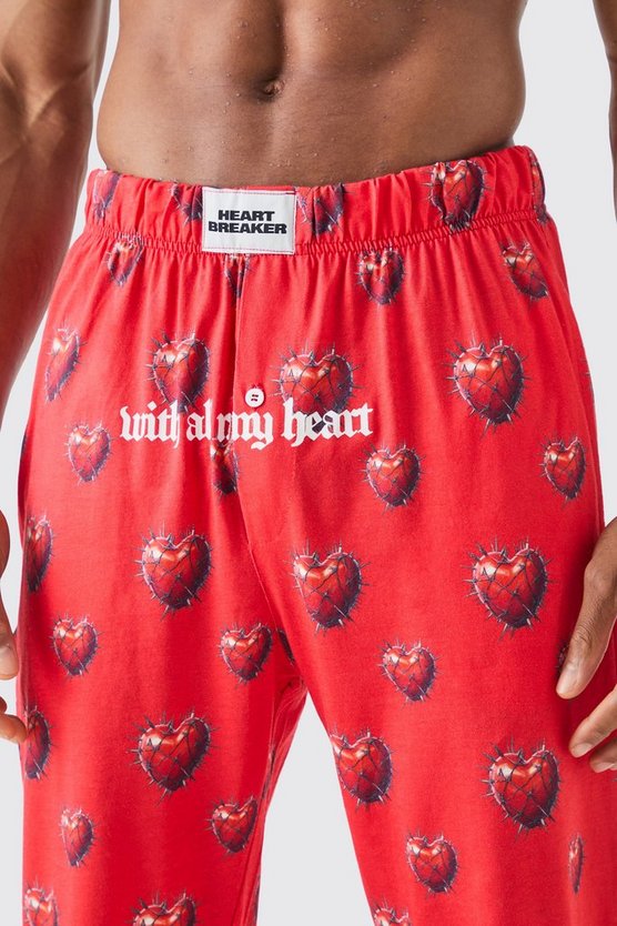 Loungewear-Hose mit Herz-Print
