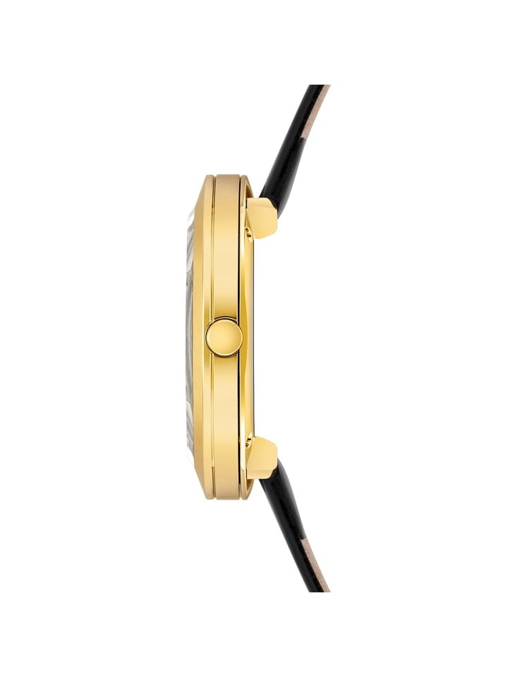 Rhodenwald & Söhne Damen Quarzuhr gelbgold Echtleder schwarz in schwarz günstig kaufen 18 cm