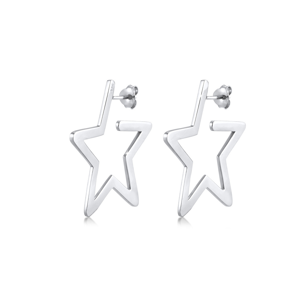 Elli Elli Boucles d'Oreilles Créoles Étoile Découpe Astro Symbole Trend Boucles d'Orei Boucles d'oreilles