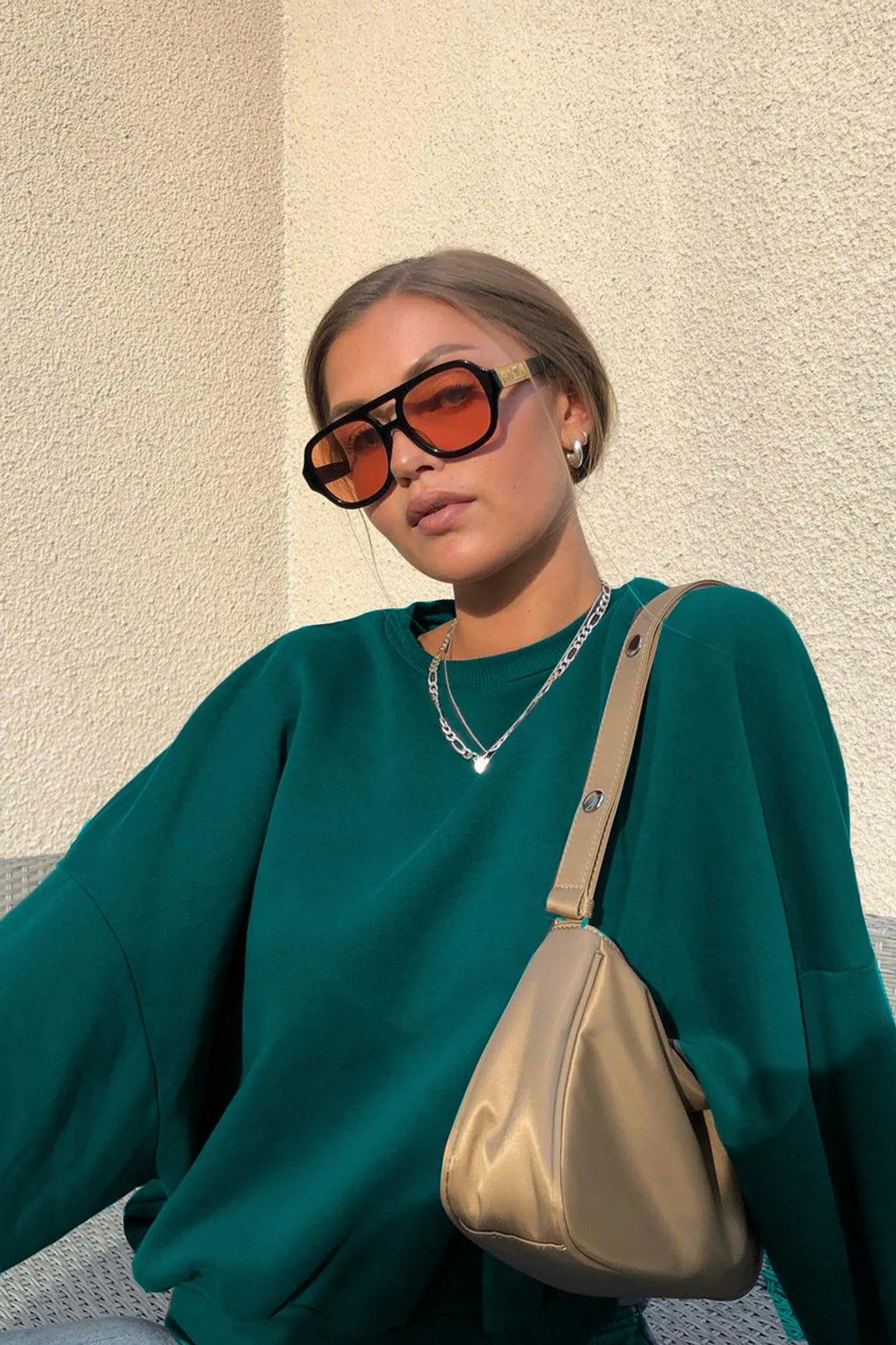 Madmext  Petrolblaues Basic-Sweatshirt mit Rundhalsausschnitt MG1559