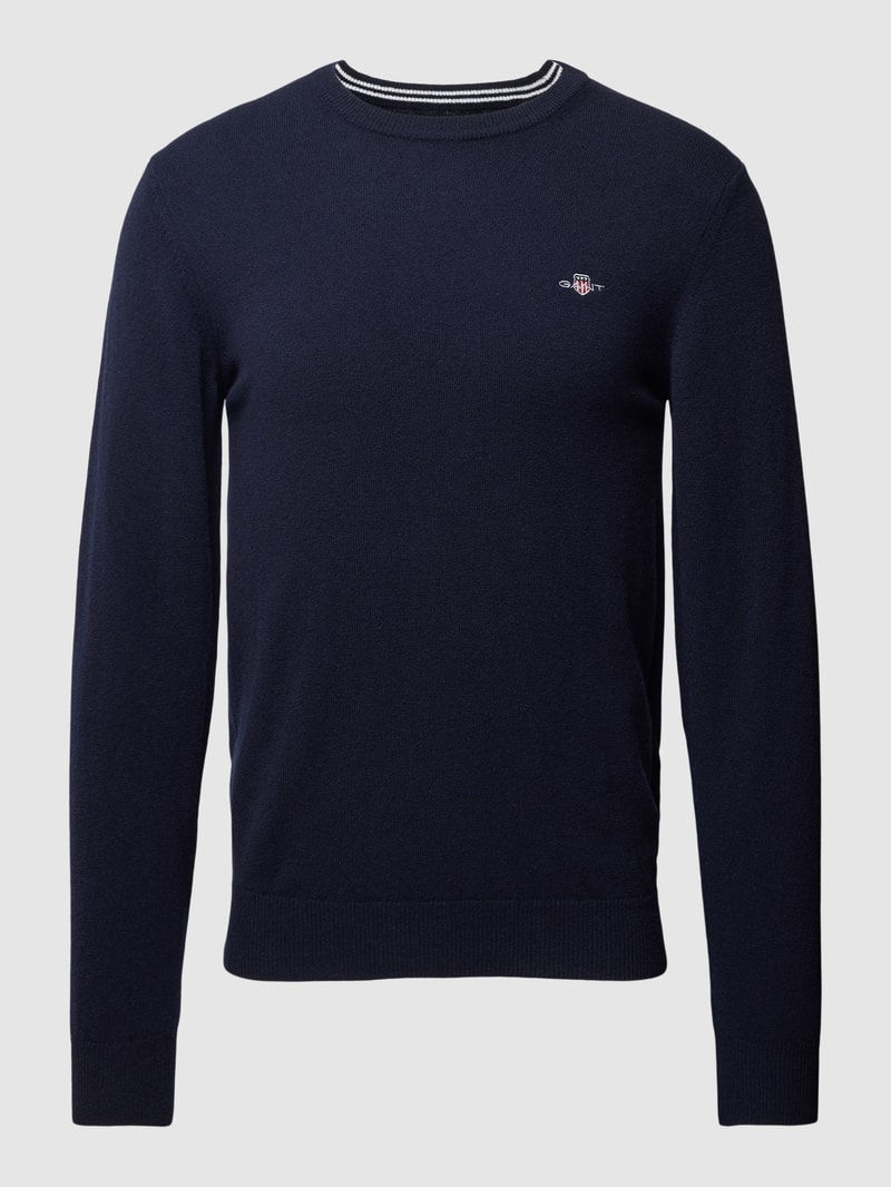Strickpullover mit Label-Stitching in marineblau