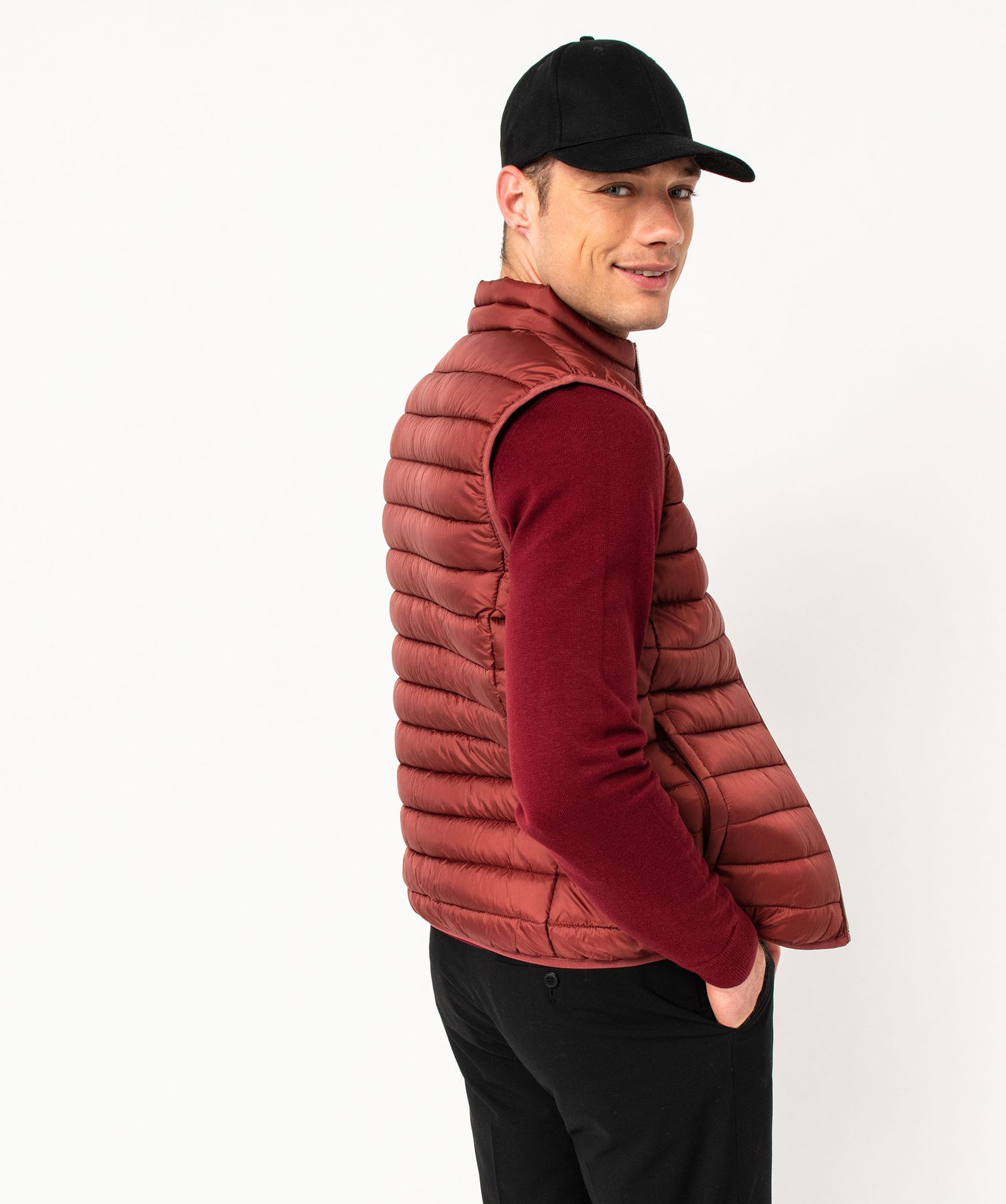 Blouson homme matelassé sans manches orange | GEMO