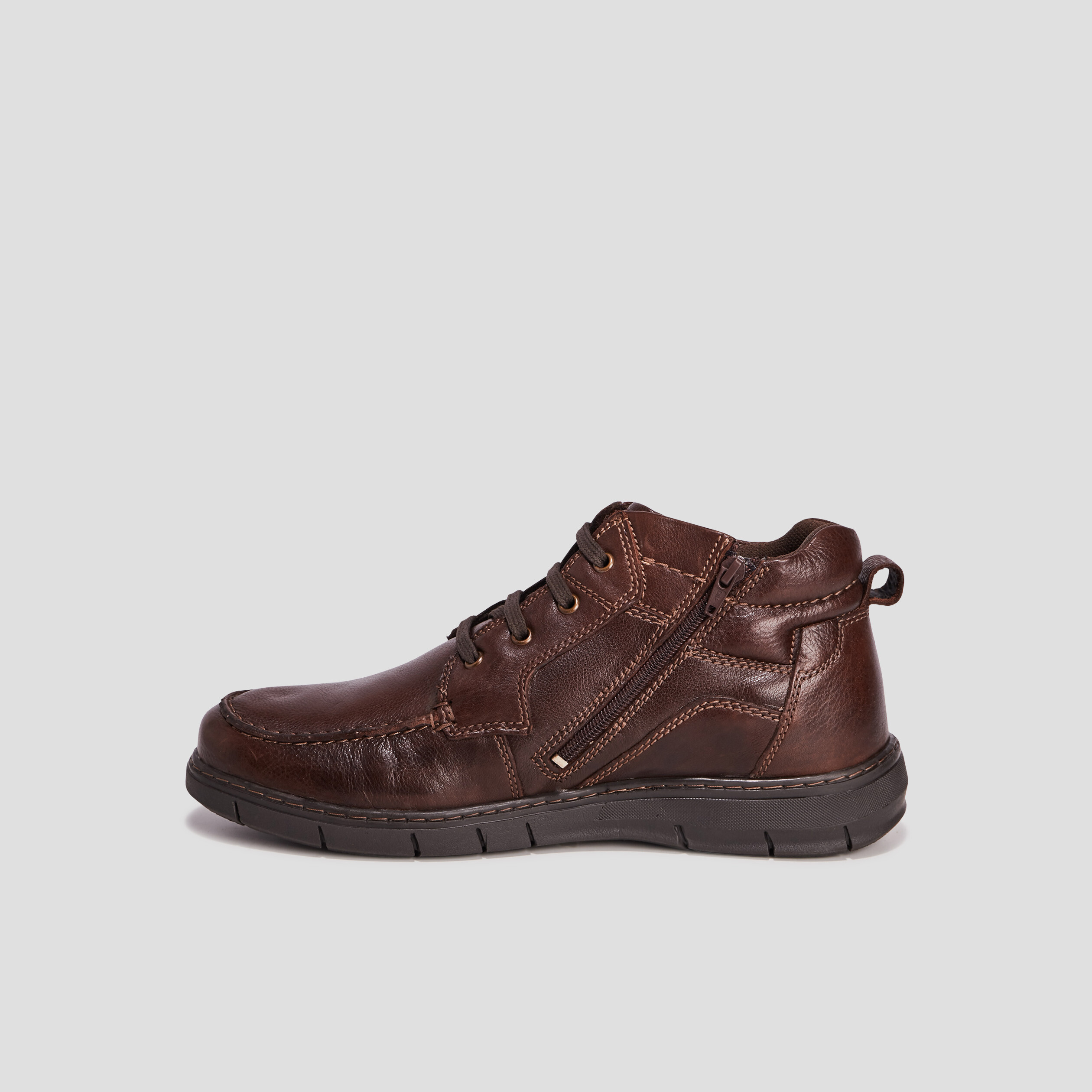 Bottines en cuir crantées à lacets marron homme | La Halle