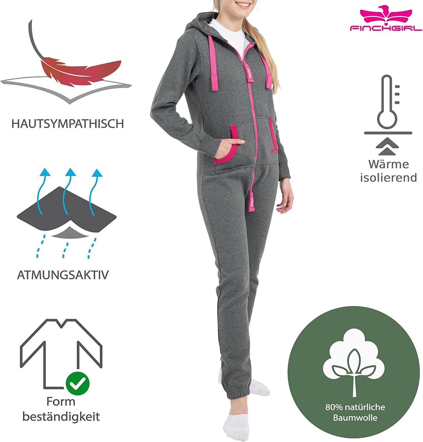 Finchgirl Jumpsuit FG18R Damen Jumpsuit Jogger Jogging Anzug Trainingsanzug Overall