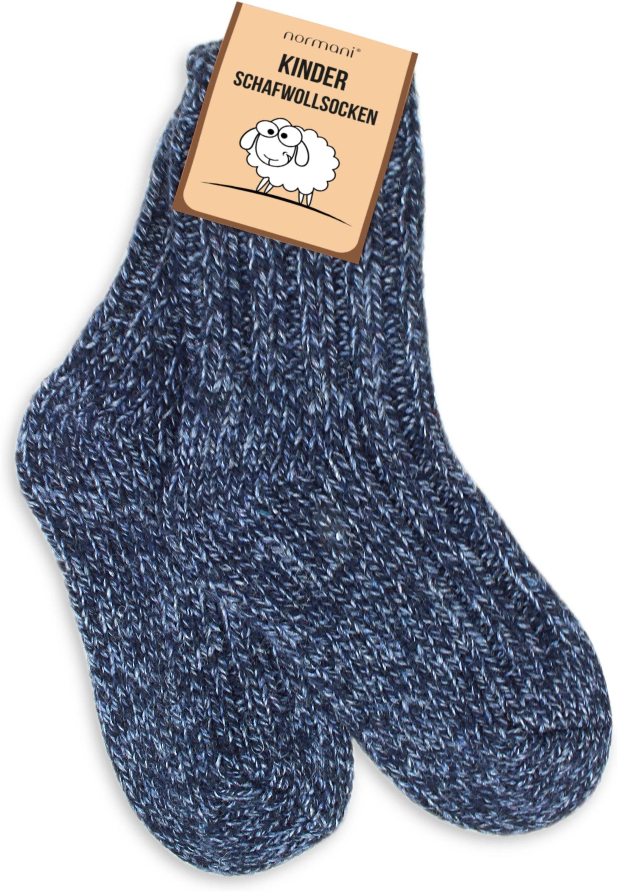 normani Basicsocken 3 Paar Kinder Norwegersocken mit Schafwolle (3 Paar) nicht filzend