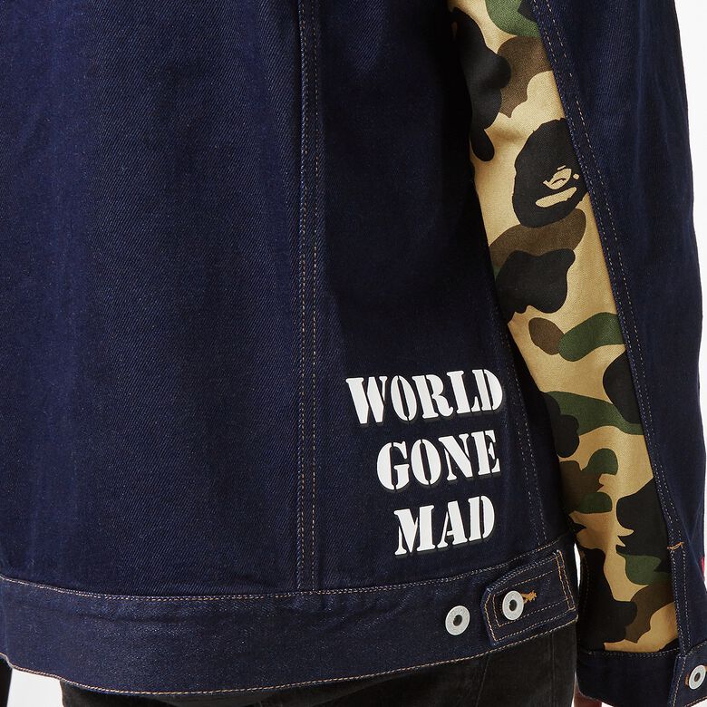 A Bathing Ape Multi Motif Loose Fit Denim Jacket indigo