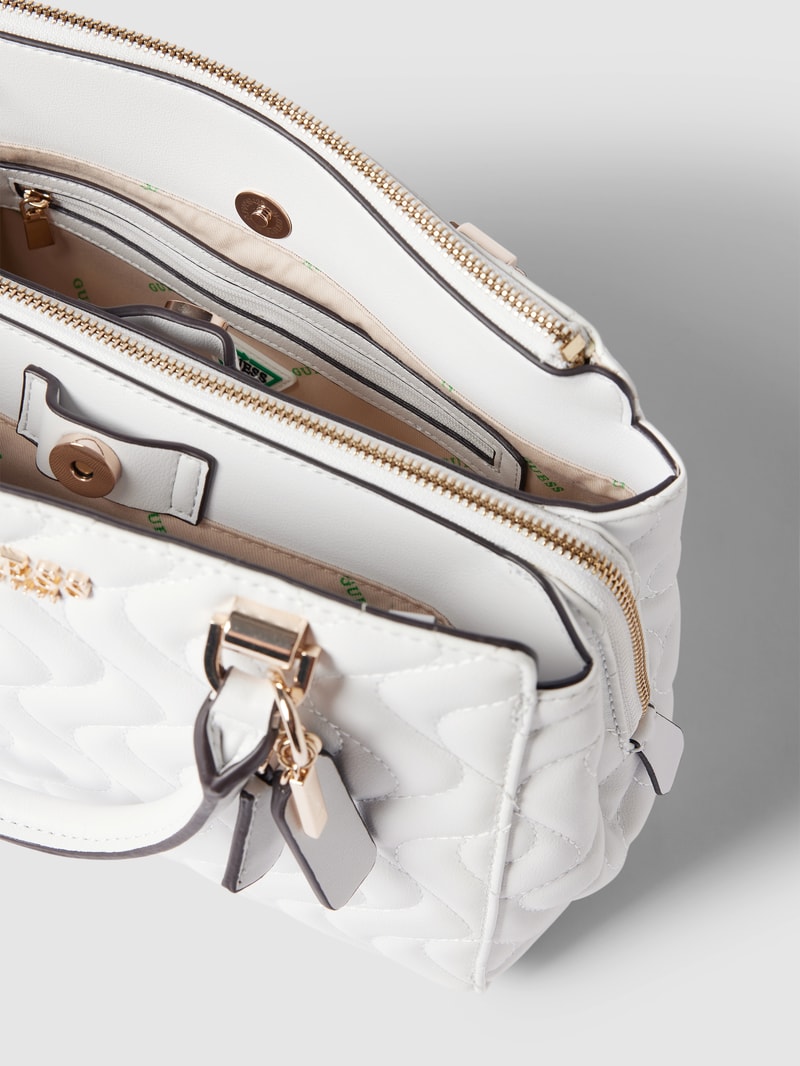 Handtasche mit Strukturmuster und Steppnähten Modell 'SOCIETY' in weiß