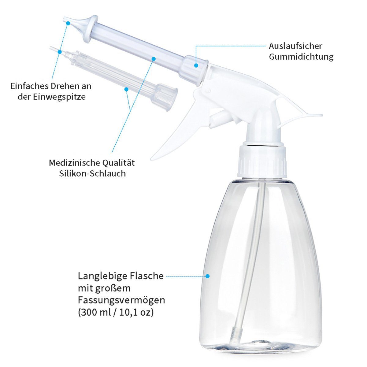 götäzer Ohrenreiniger Ohrenreinigungsset, Ohrenschmalz-Reinigungswerkzeug (300 ml), 1-tlg., Sanft und sicher, austauschbare Hygiene-Tipps: sauber und hygienisch