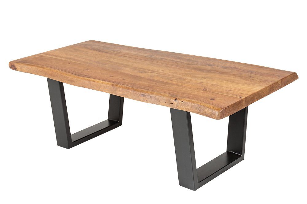 riess-ambiente Couchtisch MAMMUT 110cm honigfarben / schwarz, Wohnzimmer · Massivholz · Baumkante · Metall · Industrial