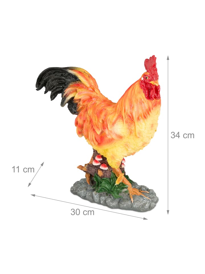 relaxdays Gartenfigur Hahn in Bunt - (B)30 x (H)34 x (T)11 cm günstig kaufen onesize
