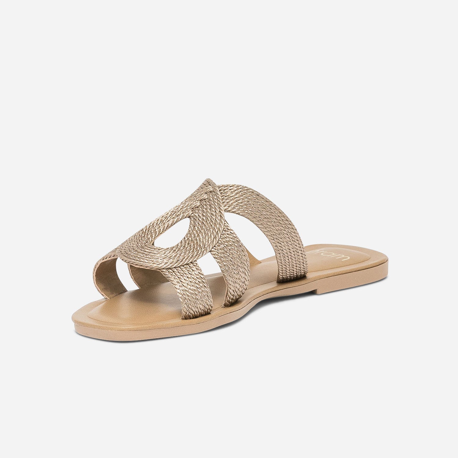 Mule bronze en textile tressé
