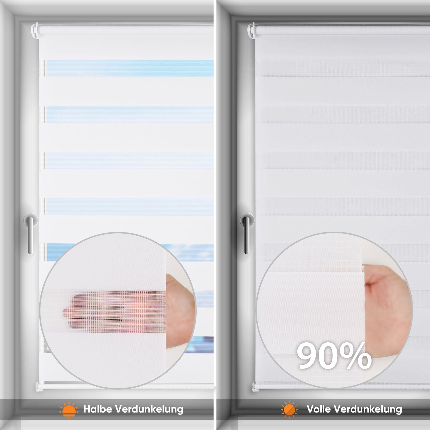 Rollo Doppelrollo Rollos für Fenster ohne Bohren oder mit Bohren, Sekey, Klemmfix