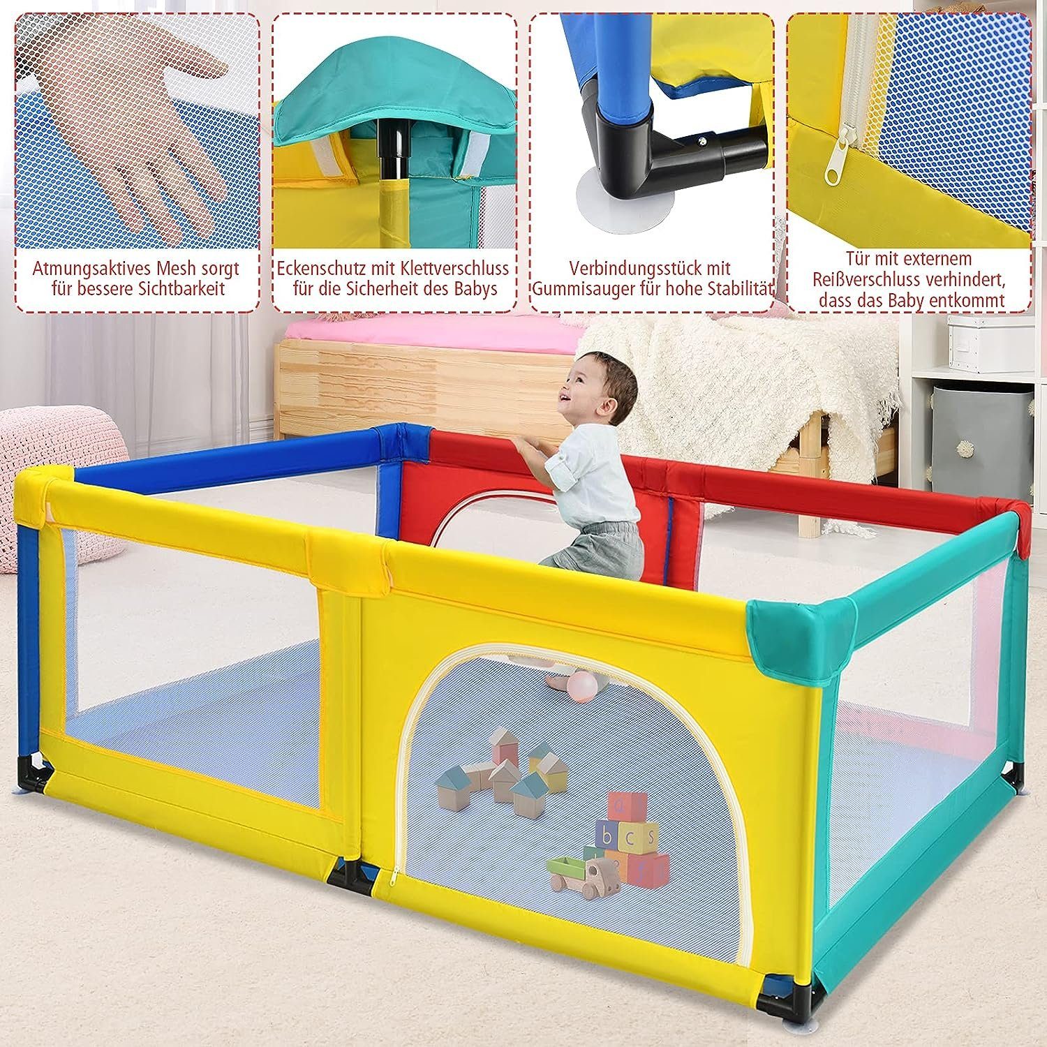 KOMFOTTEU Laufstall Baby, mit 50 Spielbällen, 120x190cm