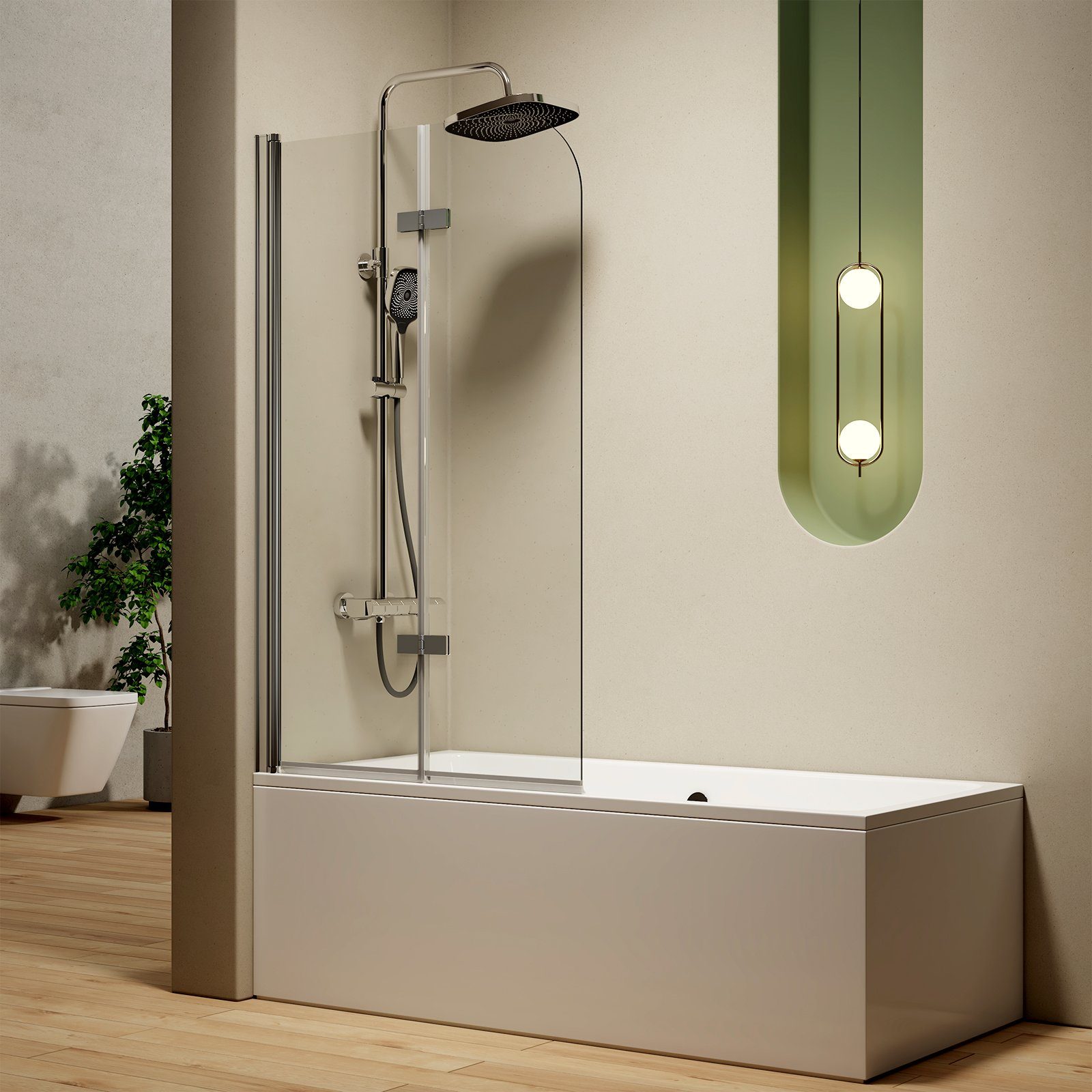 S'AFIELINA Badewannenfaltwand Badewannenabtrennung aus Glas, Spritzschutz für Badewanne,2 Stück, Sicherheitsglas, 6mm ESG Clear NANO Beschichtung ESG-Sicherheitsglas