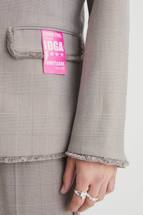 Karierter Slim-Fit Blazer mit Naht-Detail