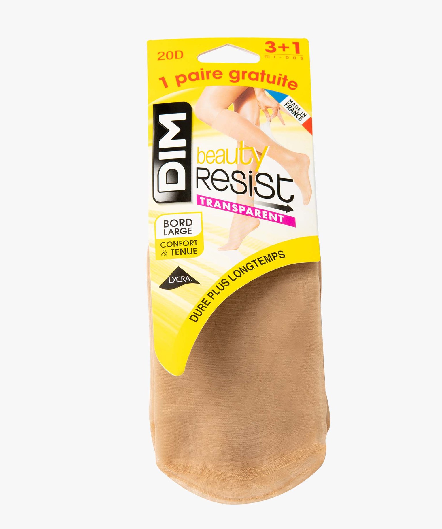 Mi-bas femme transparents (lot de 4) - Dim Beauty Resist beige fonce | GEMO
