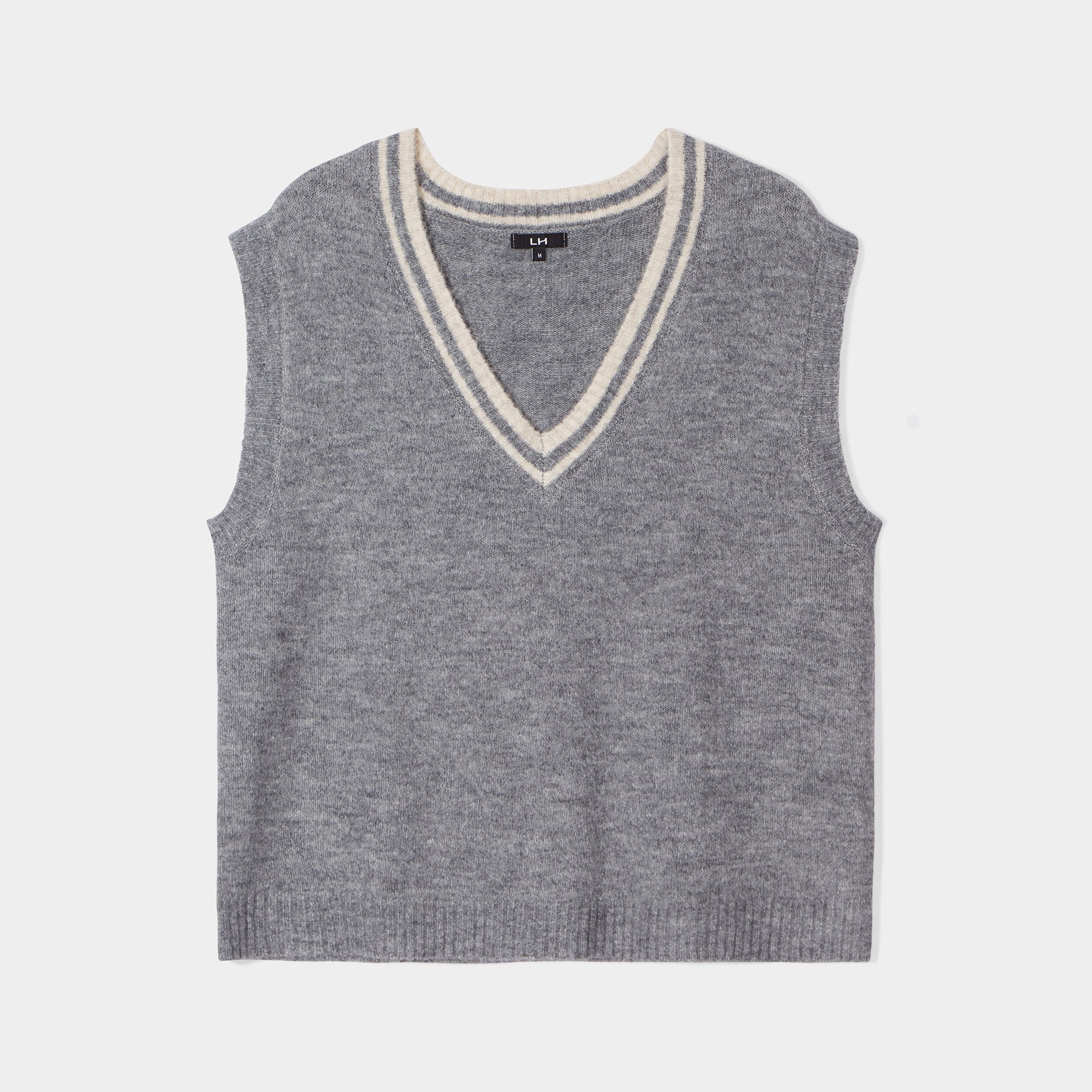 Pull sans manches oversize col en V gris clair femme | La Halle