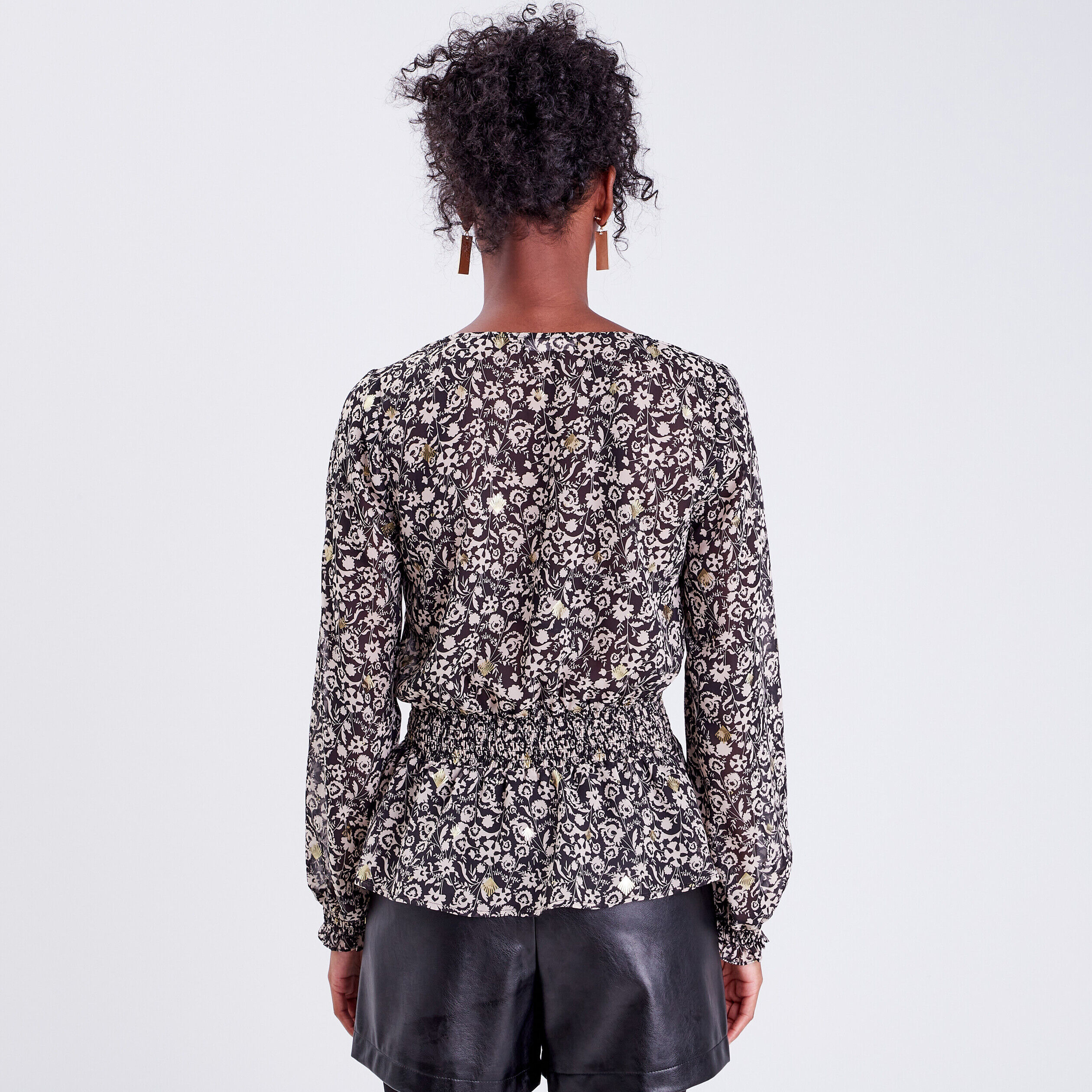 Blouse manches longues noir femme | Cache Cache