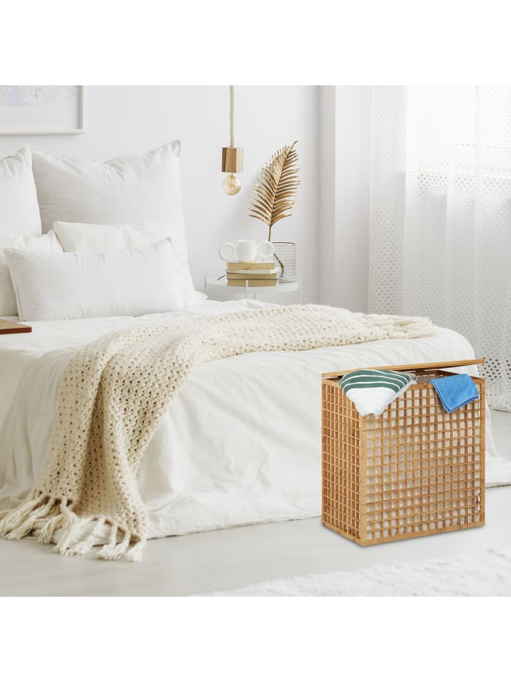 relaxdays Wäschesammler in Natur - (B)56 x (H)62 x (T)35 cm günstig kaufen onesize
