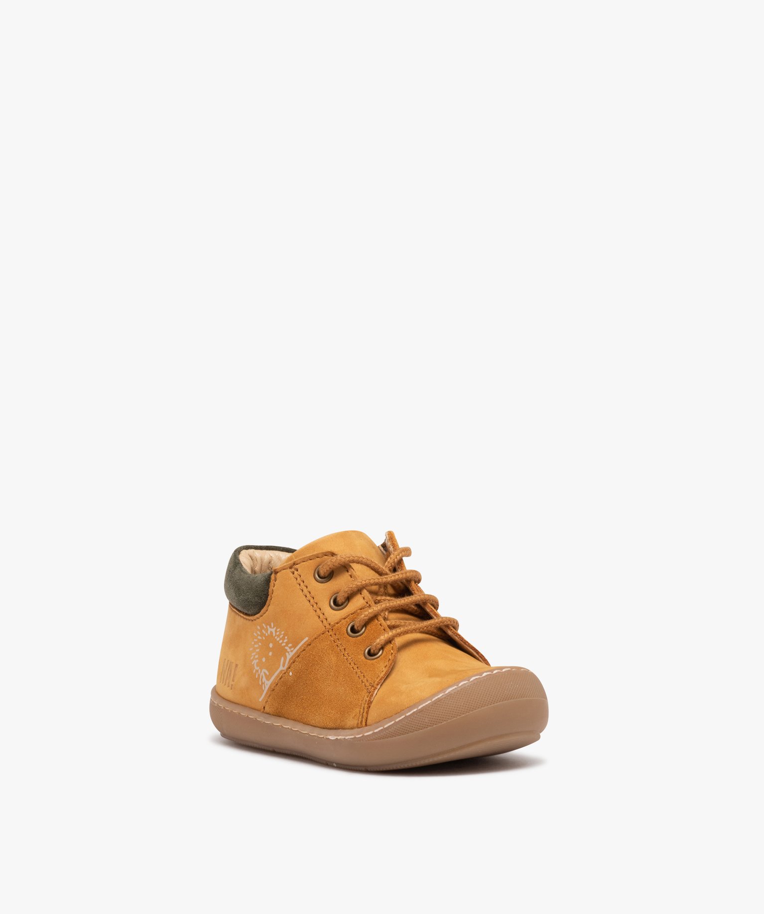 Chaussures en cuir avec zip et lacets bébé Garçon - NA! jaune | GEMO