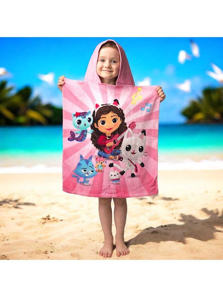 Gabby's Dollhouse Badeponcho Gabby´s Dollhouse   - (B) 50 cm x (L) 115 cm in Rosa günstig kaufen 50 x 110 cm