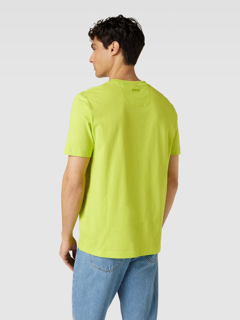 T-Shirt mit Label- und Muster-Print in neon grün