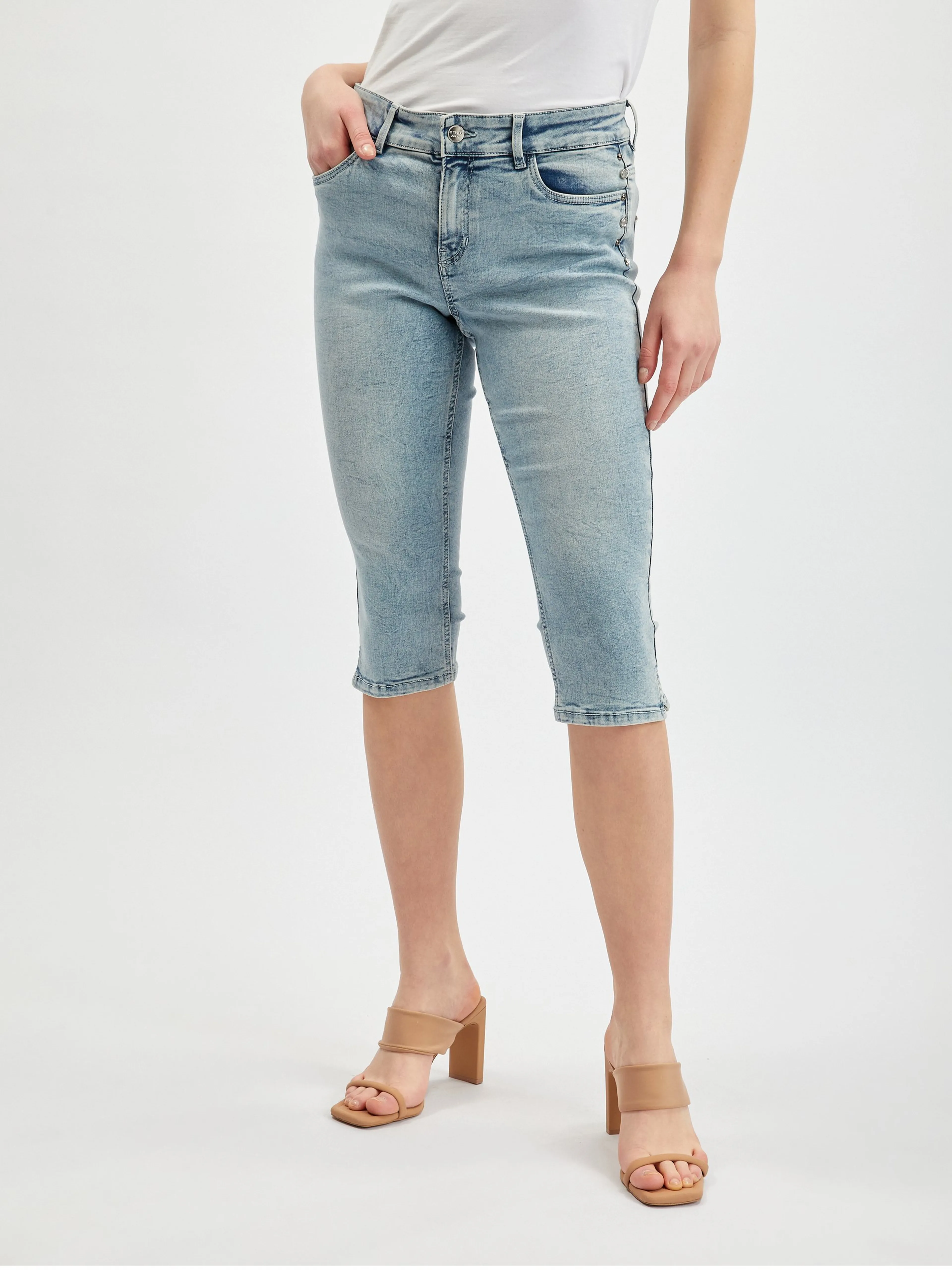 Hellblaue Damen-Cropped-Jeans ORSAY