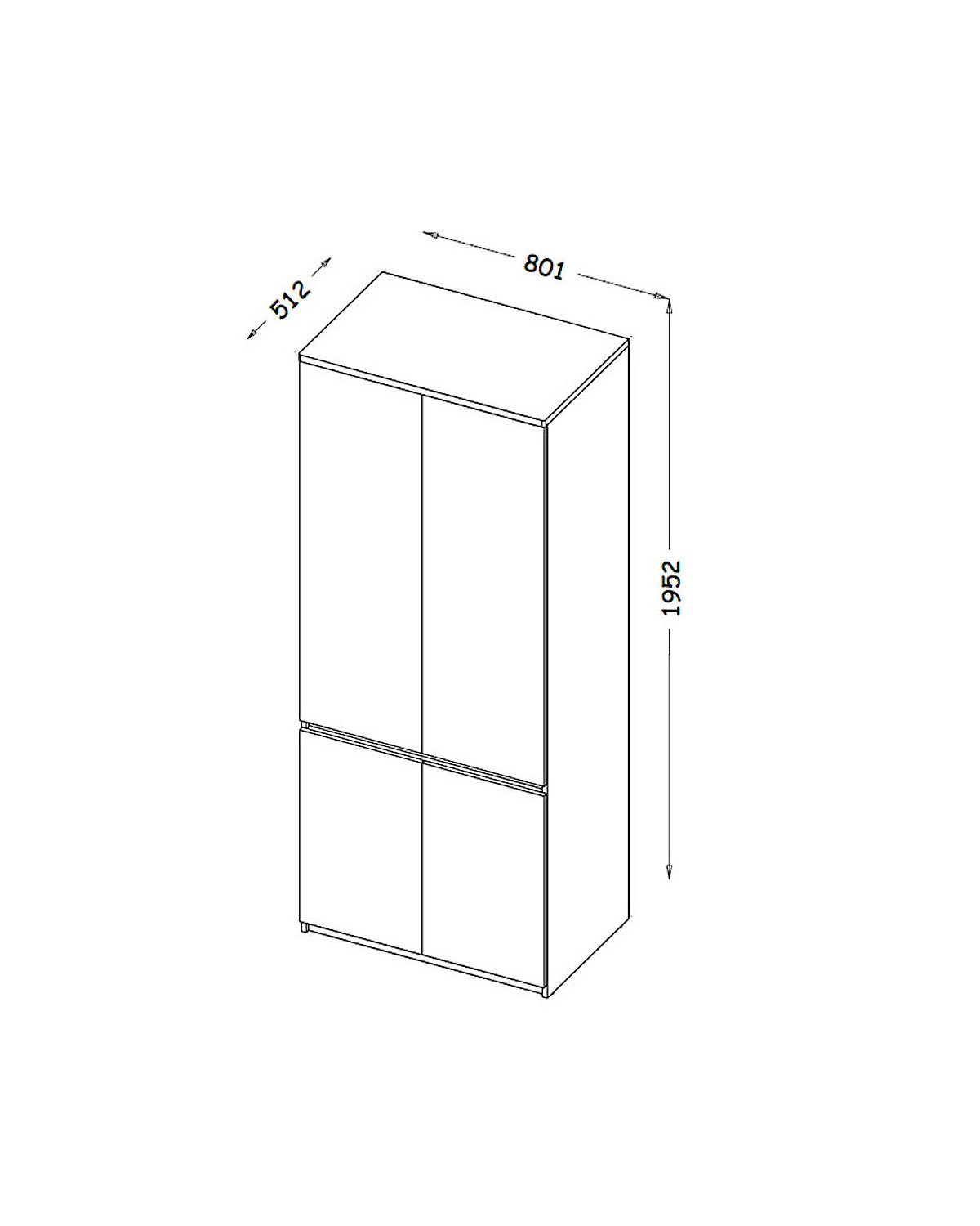 Kleiderschrank Drehtürenschrank Arcca 80cm 4-türig Farbe wählbar