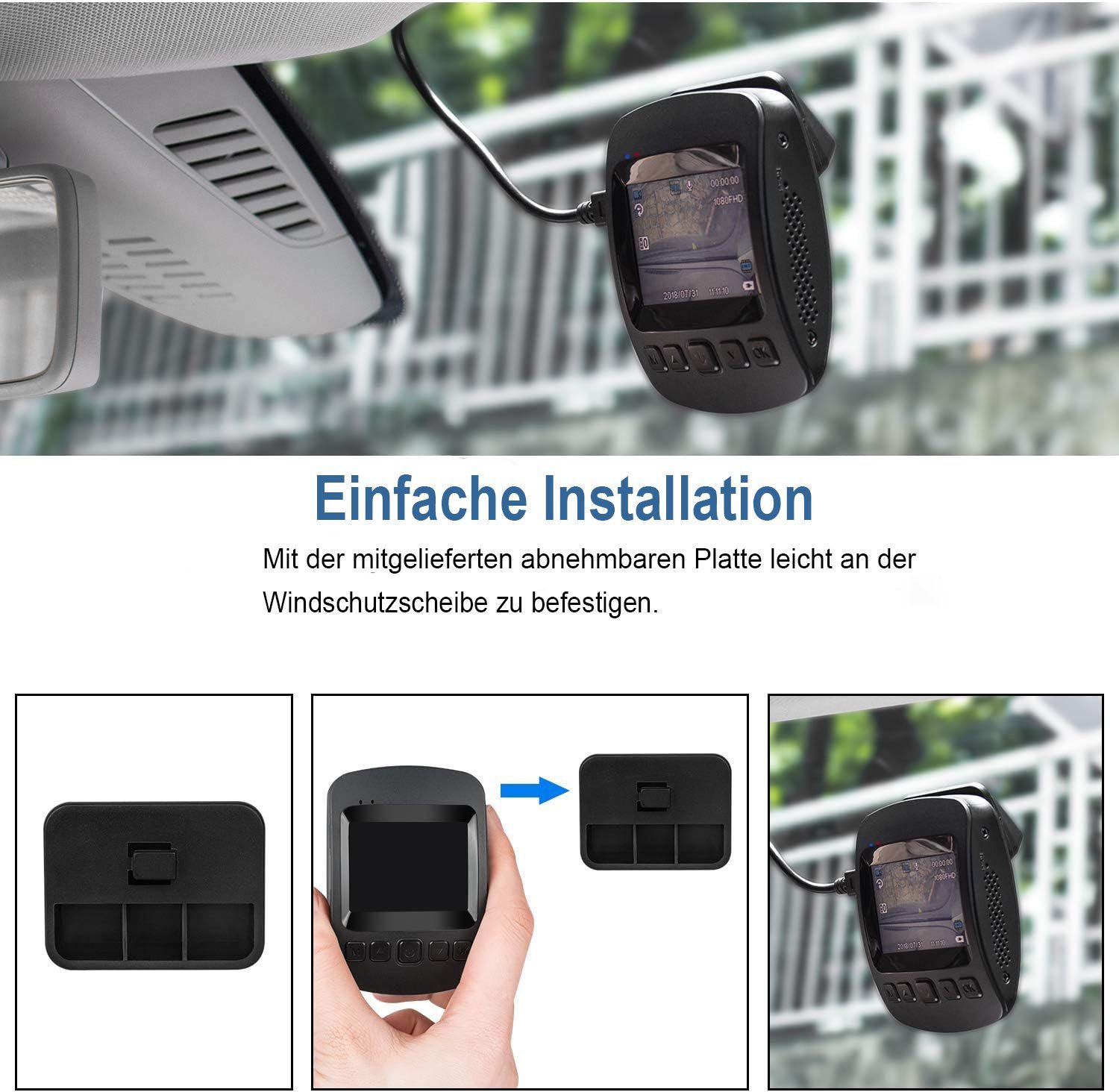 Mutoy Autokamera Dashcam WiFi Full HD 1080P,2 Zoll Bildschirm,170°Weitwinkel Dashcam (Full HD, WLAN (Wi-Fi), Auto Kamera mit Notzeichnung, Schleifenaufzeichnung, Parküberwachung/G-Sensor, Bewegungserkennung)