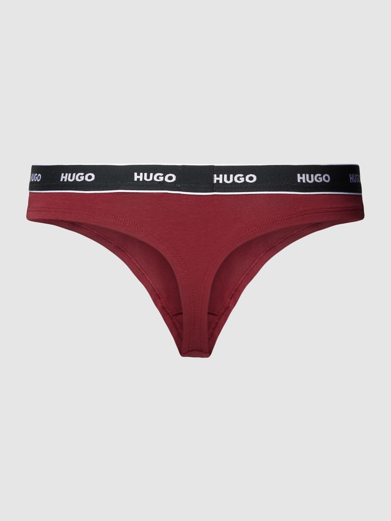String mit elastischem Logo-Bund Modell 'Carousel' in bordeaux rot