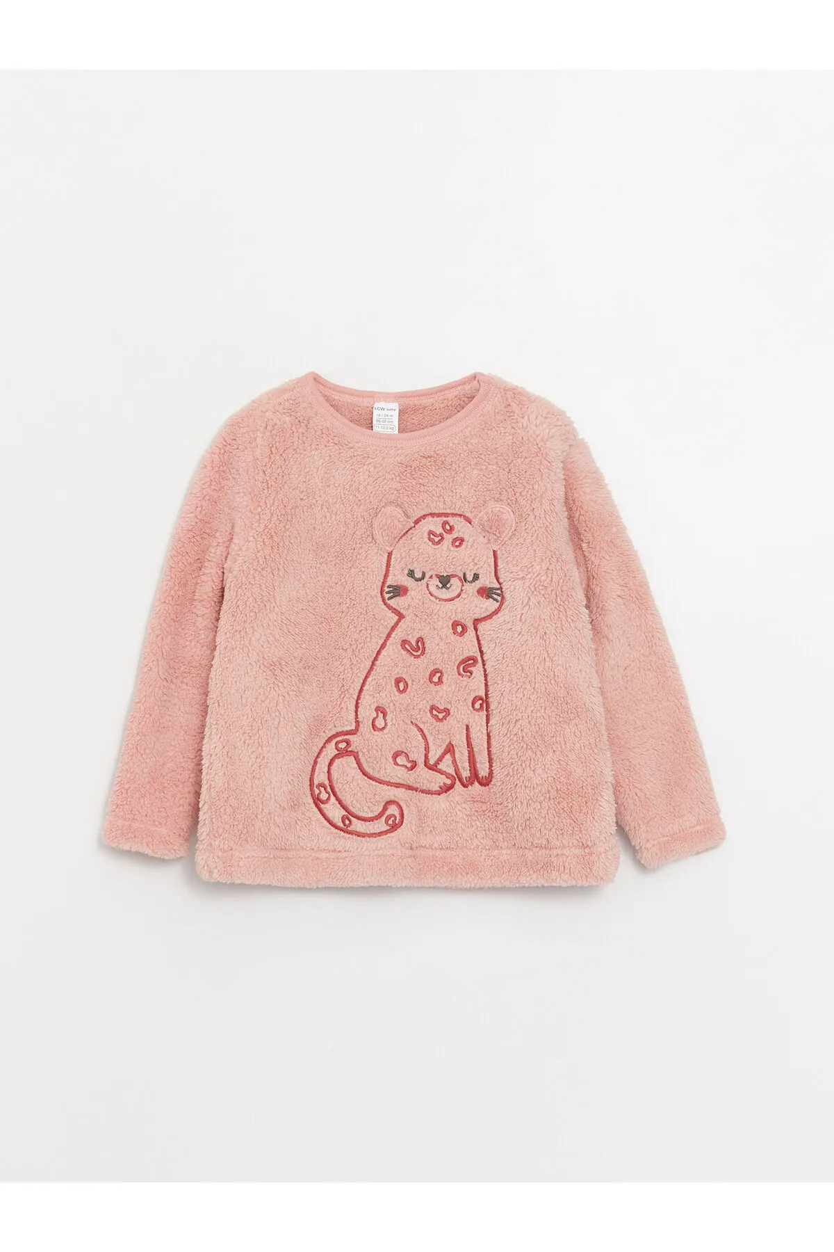 LC Waikiki  Langarm-Pyjama-Set aus besticktem Plüsch mit Rundhalsausschnitt für Babys und Mädchen