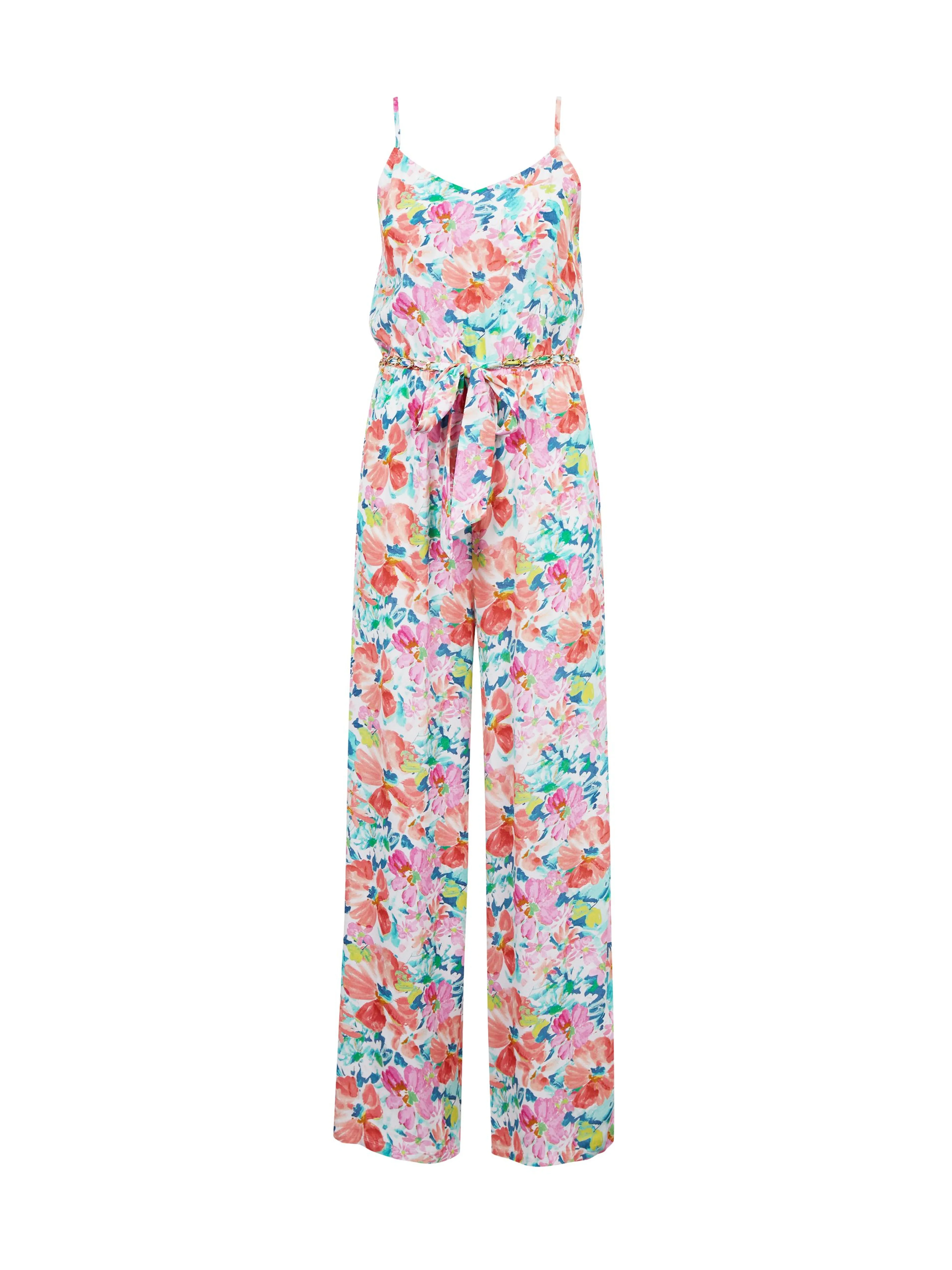 Rosa und cremefarbener Damen-Jumpsuit mit Blumenmuster ORSAY