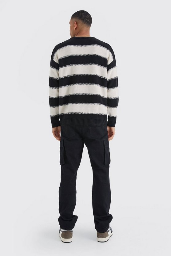 Tall gestreifter Oversize Strickpullover