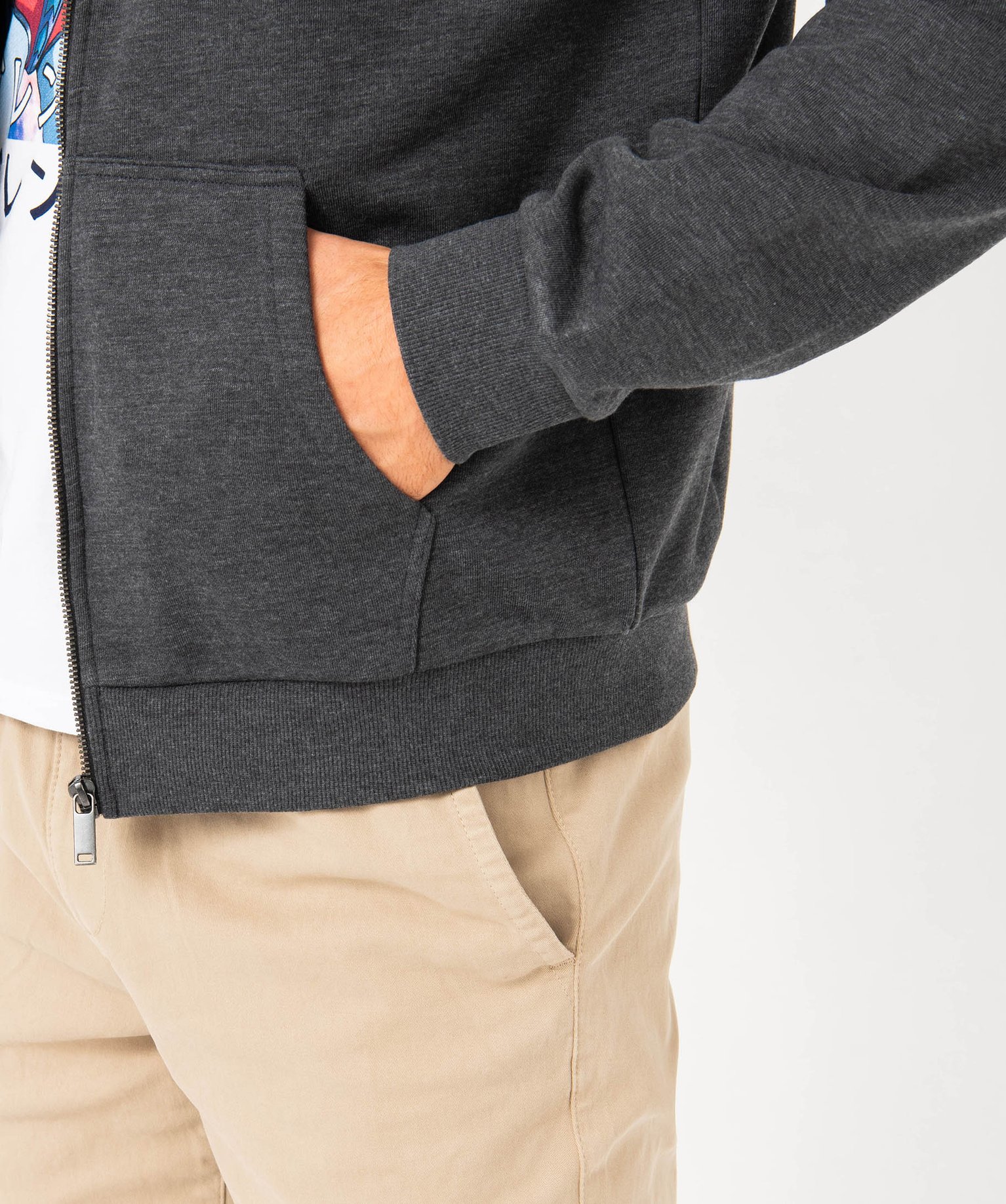 Sweat zippé à capuche homme gris | GEMO