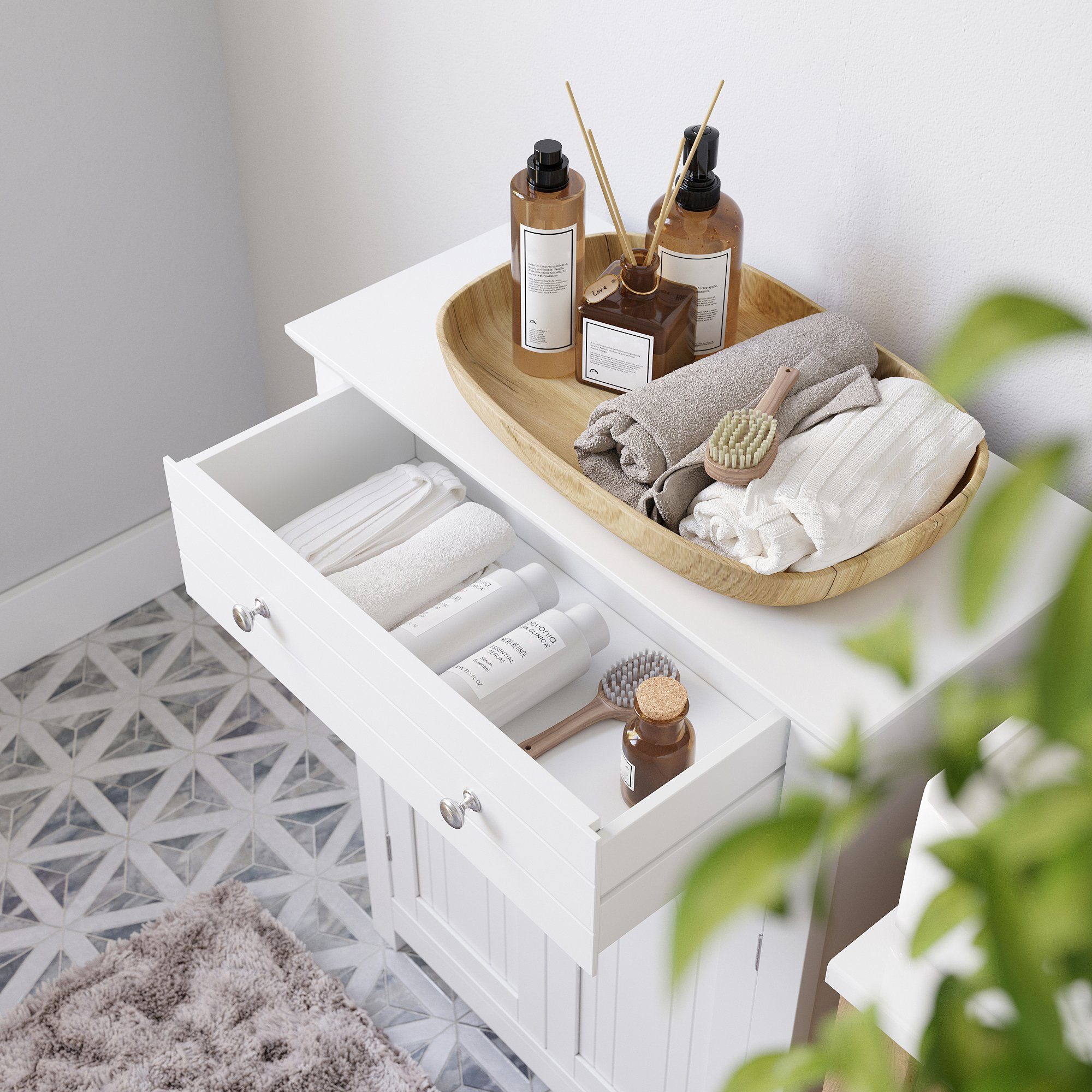 VASAGLE Badkommode Badezimmerschrank, mit Schublade und Zwischenfach