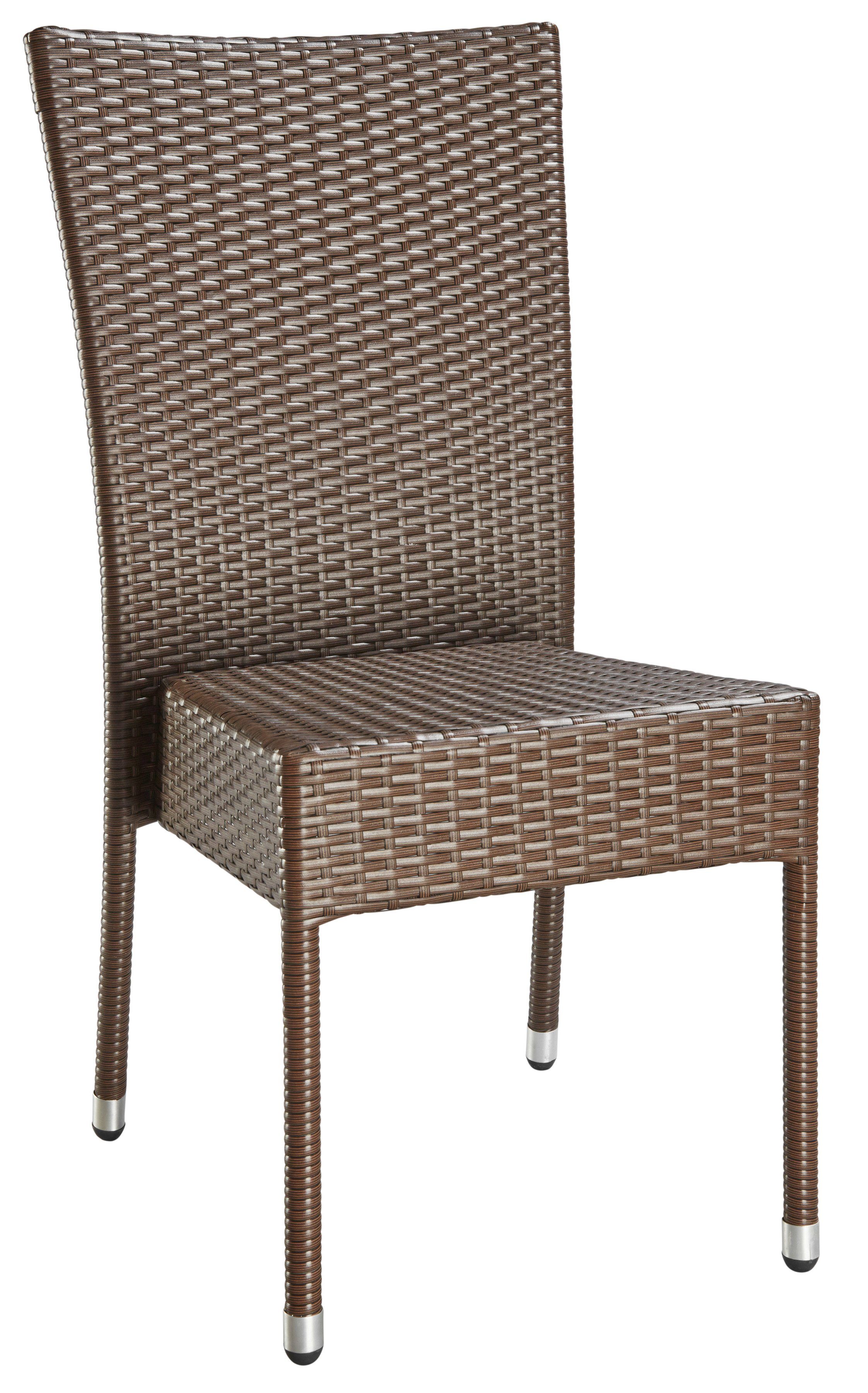 MERXX Gartensessel Caletta (Set, 2-St), 2er Set, Polyrattan, stapelbar, braun, inkl. Auflage