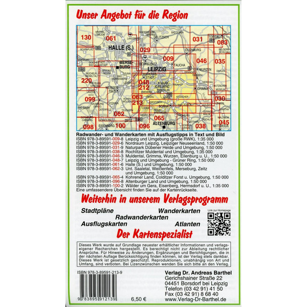 Radwander- und Wanderkarte Südraum Leipzig 1 : 50 000 - Wanderkarte