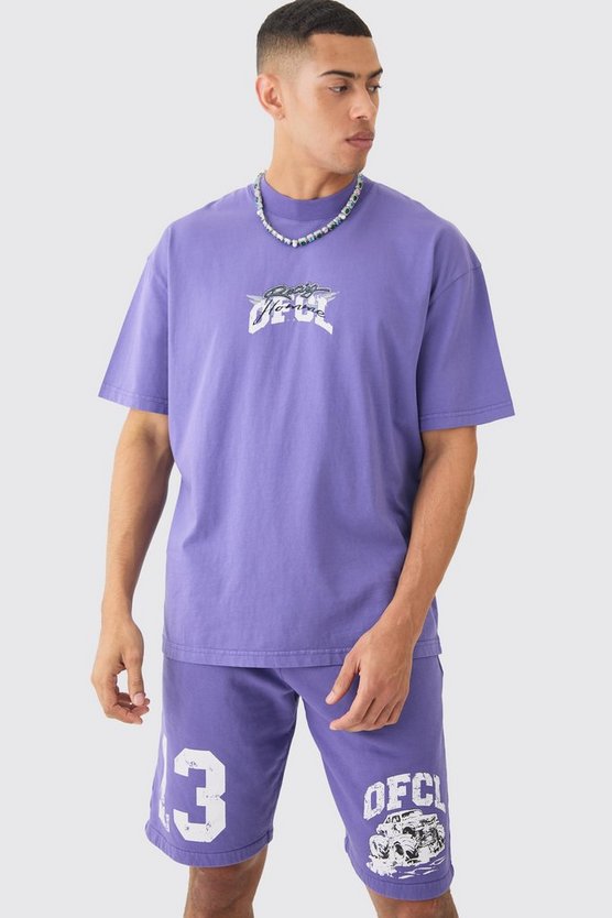 Oversize Official T-Shirt mit Racing-Print & lange Shorts