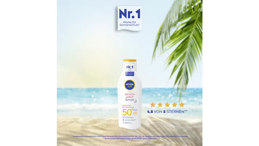 NIVEA SUN Sensitive Sofort Schutz Sonnenallergie LF50+ 200 ml