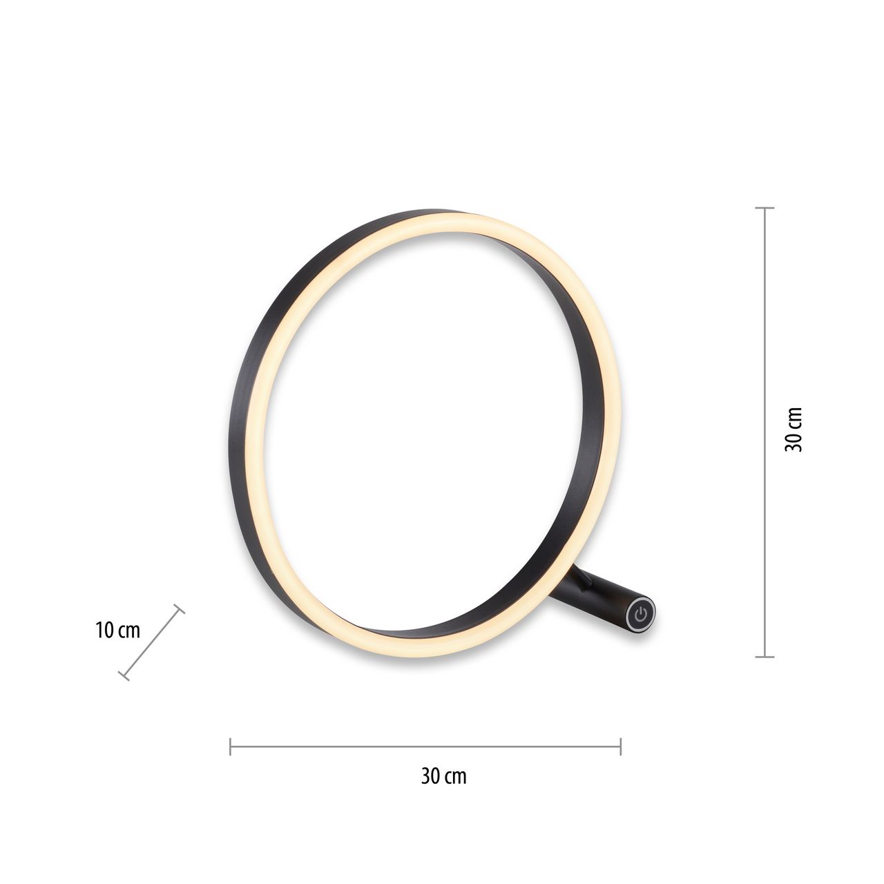 JUST LIGHT LeuchtenDirekt LED Tischleuchte RITUS, 3000 Kelvin, rund, dimmbar über Touchdimmer, Innenleuchte, IP20