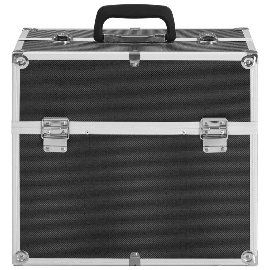 vidaXL Kosmetikkoffer Kosmetikkoffer 37x24x35 cm Schwarz Aluminium