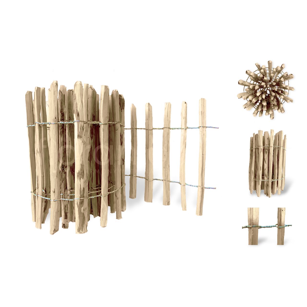 Floranica Staketenzaun Haselnuss Gartenzaun 5 m, Höhe 50 cm, Lattenabstand 8-10 cm Rollzaun Hundezaun