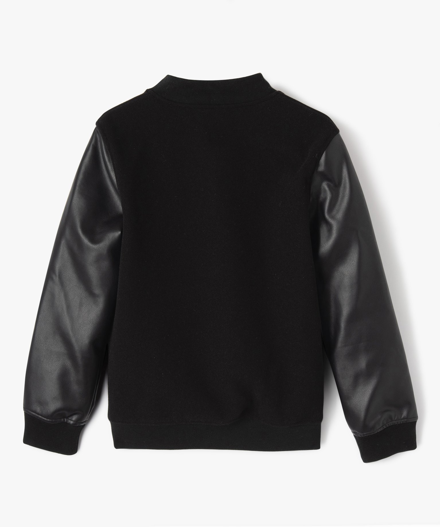 Blouson bimatières avec finitions bord-cte Garçon noir | GEMO
