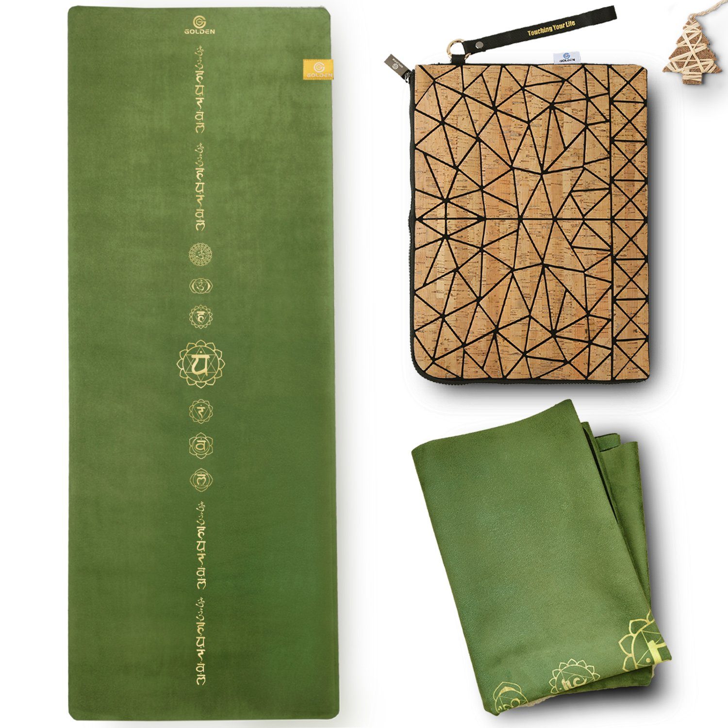 GOLDEN Yogamatte Sommergrüne Mittelausrichtung 1.5mm, Sprühen Sie wenig Wasser, perfekte Griffe bekommen