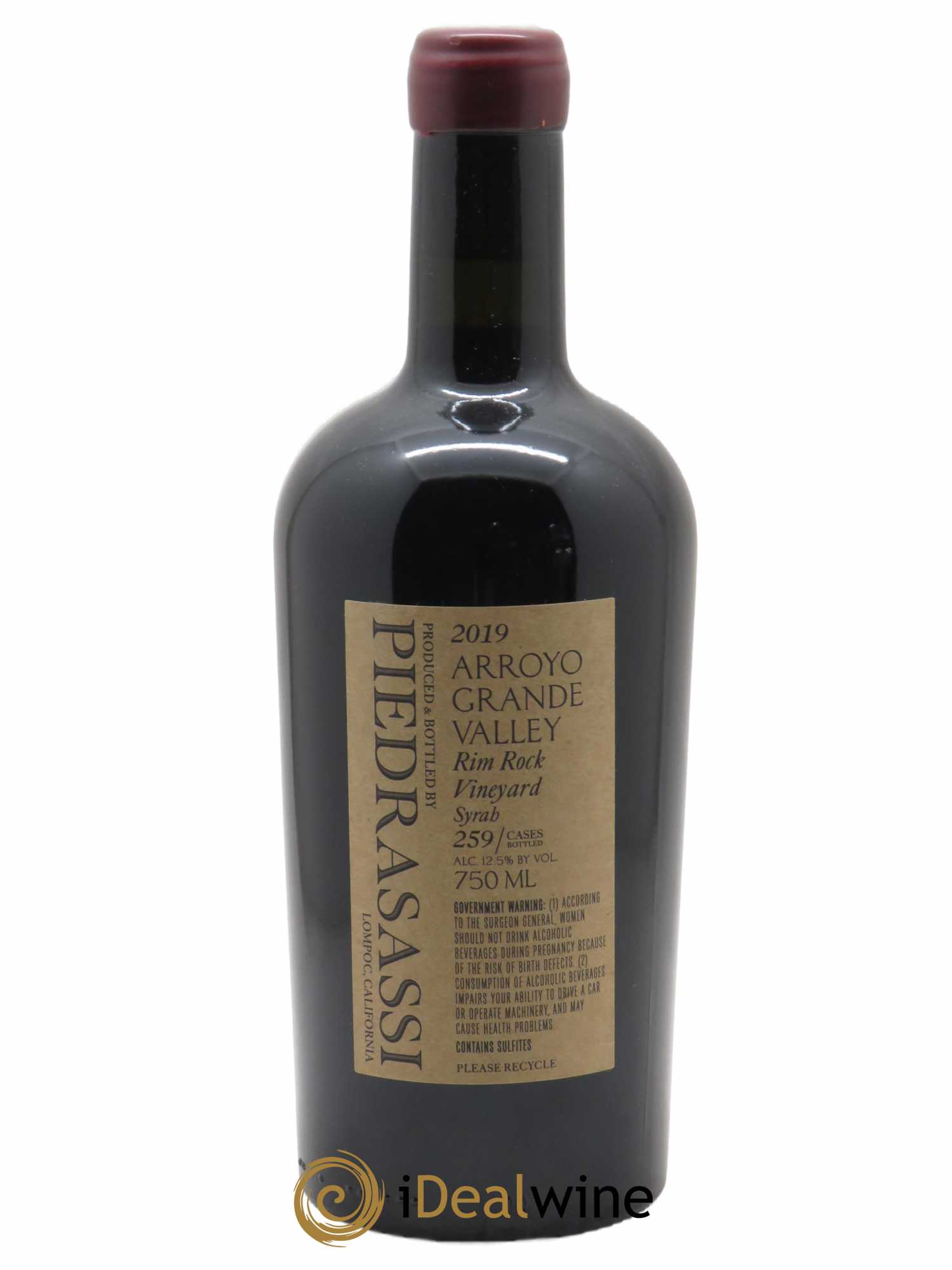 Arroyo Grande Valley Piedrasassi Rim Rock Syrah Sashi Moorman et Melissa Sorongon  2019 - Lot de 1 Bouteille