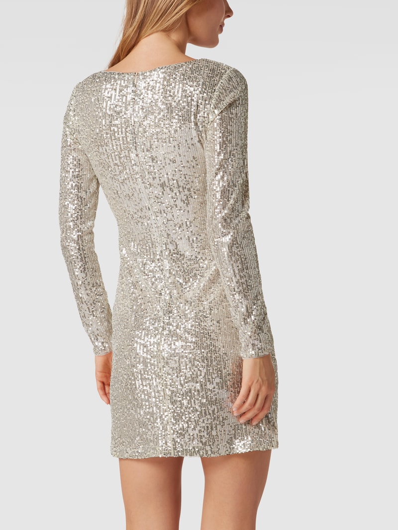 Cocktailkleid mit Paillettenbesatz in gold