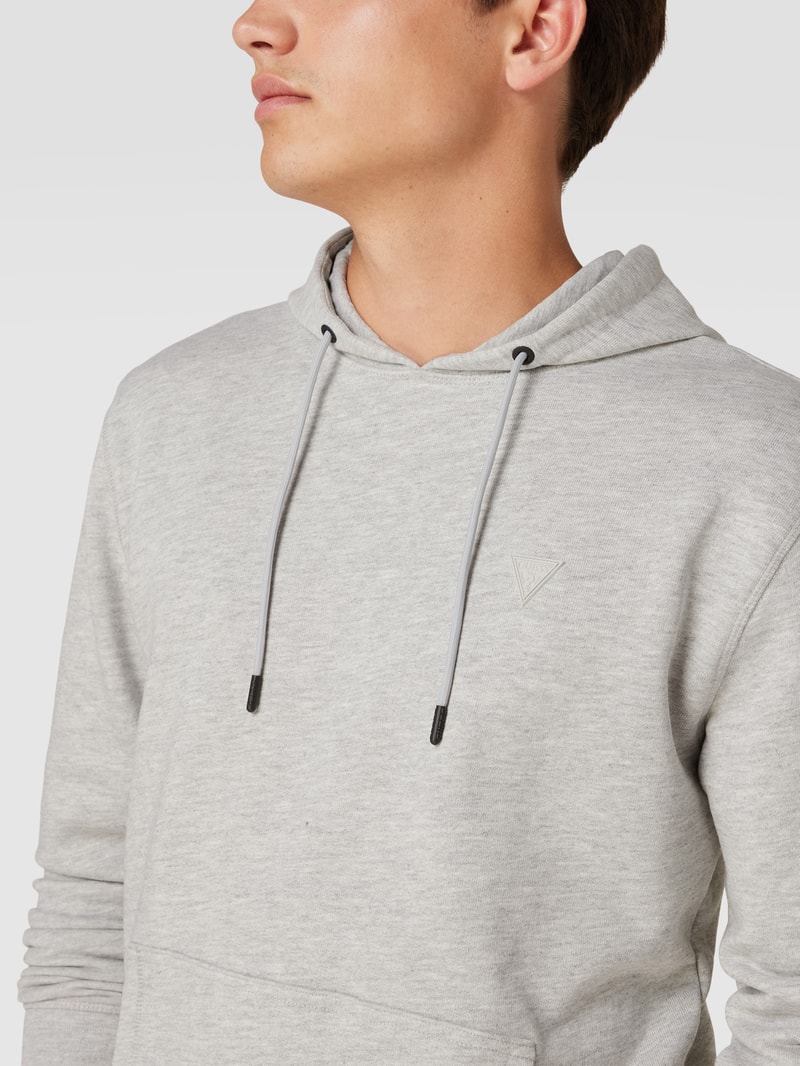 Hoodie mit Label-Patch in mittelgrau meliert