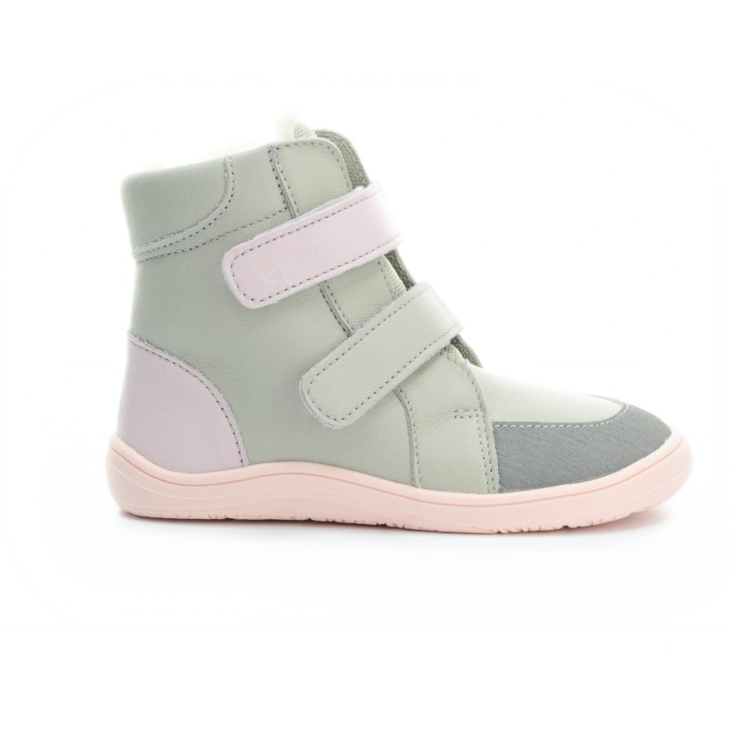 Baby Bare Febo Winter Grey / Pink (mit Membran/Asfaltico) graue Barfußstiefeletten
