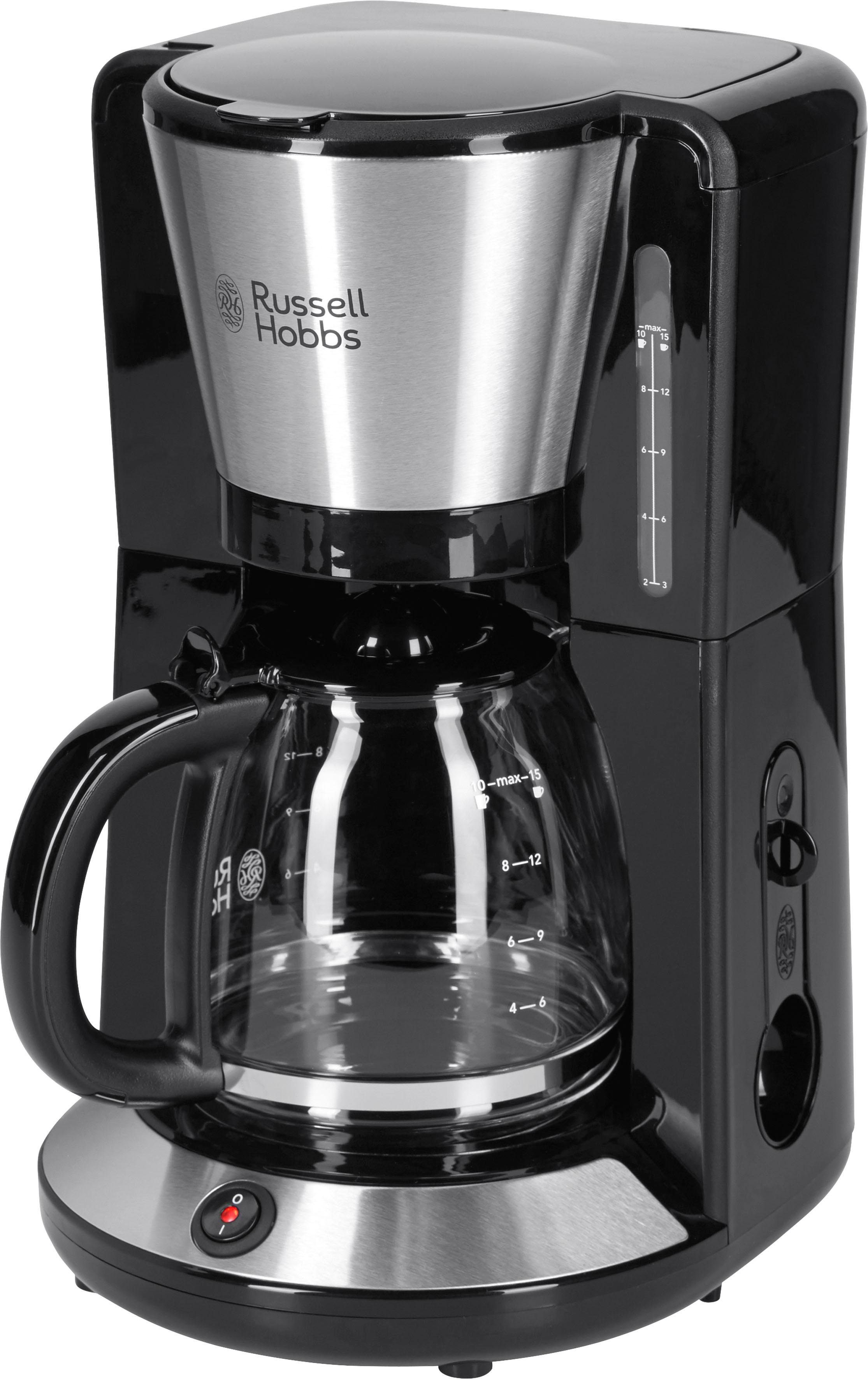 RUSSELL HOBBS Filterkaffeemaschine Adventure 24010-56, 1,25l Kaffeekanne, Papierfilter 1x4, mit Glaskanne, 1100 Watt, Edelstahl gebürstet