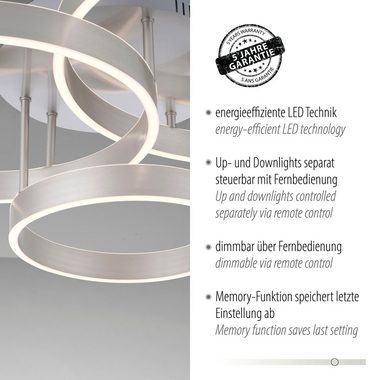 Leuchten Direkt Deckenleuchte LILLUTI, dimmbar über Fernbedienung, LED fest integriert, Warmweiß, LED, Fernbedienung, Funk inkl., separat steuerbar über FB